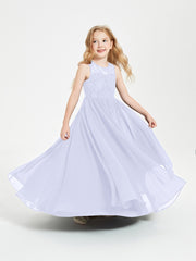 Long Junior Bridesmaid Dresses Lace Top Lavender