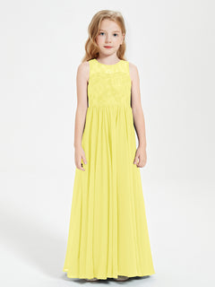 Long Junior Bridesmaid Dresses Lace Top Lemon