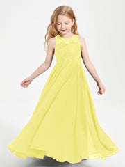 Long Junior Bridesmaid Dresses Lace Top Lemon