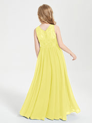 Long Junior Bridesmaid Dresses Lace Top Lemon