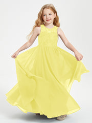Long Junior Bridesmaid Dresses Lace Top Lemon