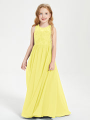 Long Junior Bridesmaid Dresses Lace Top Lemon