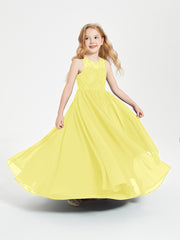 Long Junior Bridesmaid Dresses Lace Top Lemon