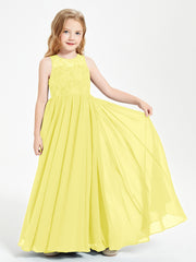 Long Junior Bridesmaid Dresses Lace Top Lemon