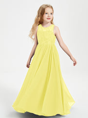 Long Junior Bridesmaid Dresses Lace Top Lemon
