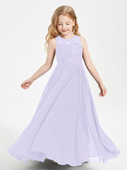 Long Junior Bridesmaid Dresses Lace Top Lilac