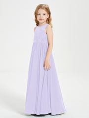 Long Junior Bridesmaid Dresses Lace Top Lilac