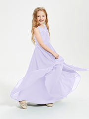 Long Junior Bridesmaid Dresses Lace Top Lilac