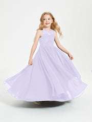 Long Junior Bridesmaid Dresses Lace Top Lilac