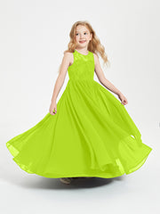 Long Junior Bridesmaid Dresses Lace Top Lime Green