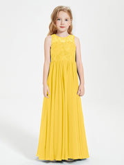 Long Junior Bridesmaid Dresses Lace Top Marigold