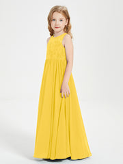 Long Junior Bridesmaid Dresses Lace Top Marigold