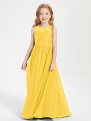 Long Junior Bridesmaid Dresses Lace Top Marigold
