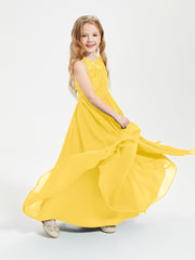 Long Junior Bridesmaid Dresses Lace Top Marigold