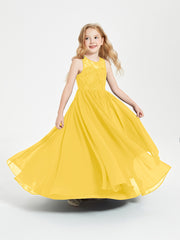 Long Junior Bridesmaid Dresses Lace Top Marigold