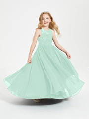 Long Junior Bridesmaid Dresses Lace Top Mint Green