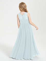 Long Junior Bridesmaid Dresses Lace Top Mist