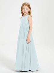 Long Junior Bridesmaid Dresses Lace Top Mist