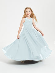 Long Junior Bridesmaid Dresses Lace Top Mist