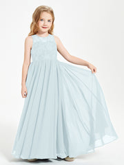 Long Junior Bridesmaid Dresses Lace Top Mist