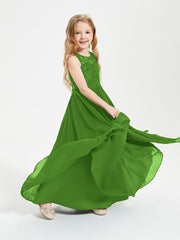 Long Junior Bridesmaid Dresses Lace Top Moss