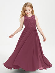Long Junior Bridesmaid Dresses Lace Top Mulberry