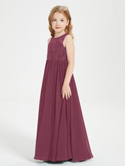 Long Junior Bridesmaid Dresses Lace Top Mulberry