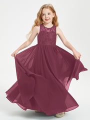 Long Junior Bridesmaid Dresses Lace Top Mulberry
