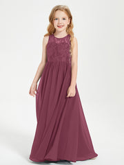 Long Junior Bridesmaid Dresses Lace Top Mulberry