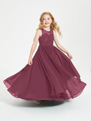 Long Junior Bridesmaid Dresses Lace Top Mulberry