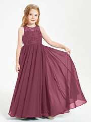 Long Junior Bridesmaid Dresses Lace Top Mulberry