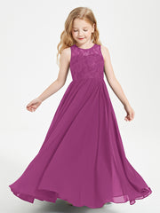 Long Junior Bridesmaid Dresses Lace Top Orchid