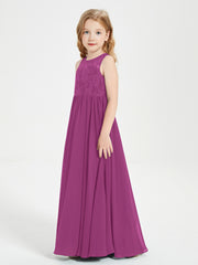 Long Junior Bridesmaid Dresses Lace Top Orchid