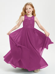 Long Junior Bridesmaid Dresses Lace Top Orchid