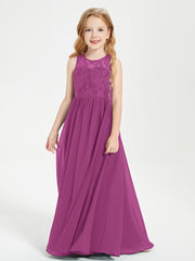 Long Junior Bridesmaid Dresses Lace Top Orchid