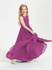 Long Junior Bridesmaid Dresses Lace Top Orchid