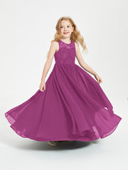 Long Junior Bridesmaid Dresses Lace Top Orchid