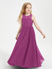 Long Junior Bridesmaid Dresses Lace Top Orchid