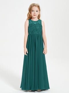 Long Junior Bridesmaid Dresses Lace Top Peacock