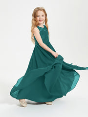 Long Junior Bridesmaid Dresses Lace Top Peacock
