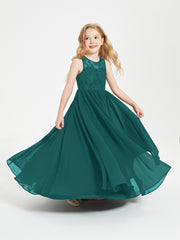 Long Junior Bridesmaid Dresses Lace Top Peacock