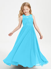 Long Junior Bridesmaid Dresses Lace Top Pool