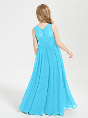 Long Junior Bridesmaid Dresses Lace Top Pool
