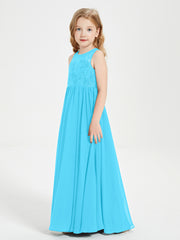 Long Junior Bridesmaid Dresses Lace Top Pool