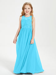 Long Junior Bridesmaid Dresses Lace Top Pool