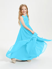 Long Junior Bridesmaid Dresses Lace Top Pool