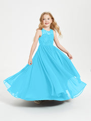 Long Junior Bridesmaid Dresses Lace Top Pool