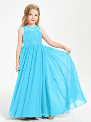 Long Junior Bridesmaid Dresses Lace Top Pool