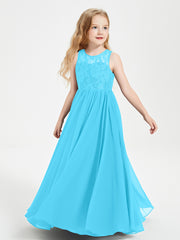 Long Junior Bridesmaid Dresses Lace Top Pool