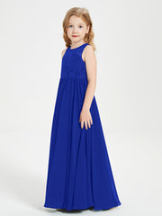 Long Junior Bridesmaid Dresses Lace Top Royal Blue